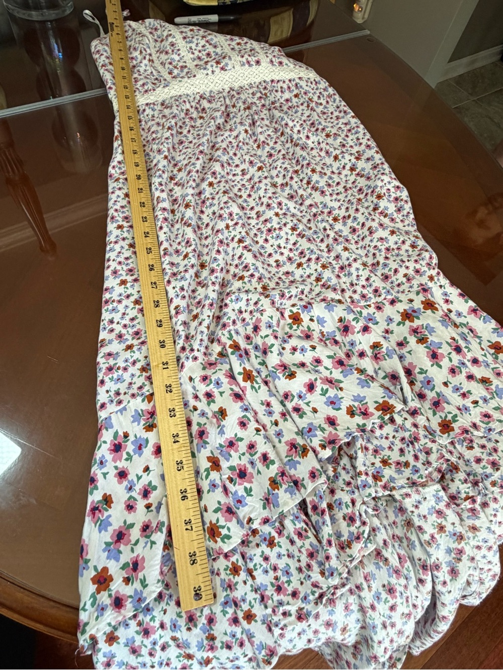 Japna White Floral Midi Dress with Pink and Blue Accents - Picture 5 of 7